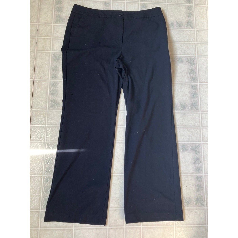 Talbots Pants Womens Size 16 Heritage Wide Leg Black Stretch Flat Front